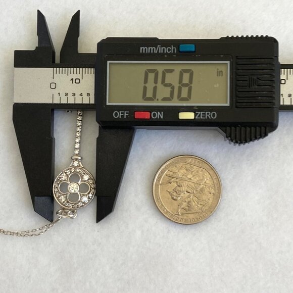 Sterling Silver 925 2" Cubic Zirconia CZ Key Pendant Necklace 20" Cable Chain - Picture 14 of 16